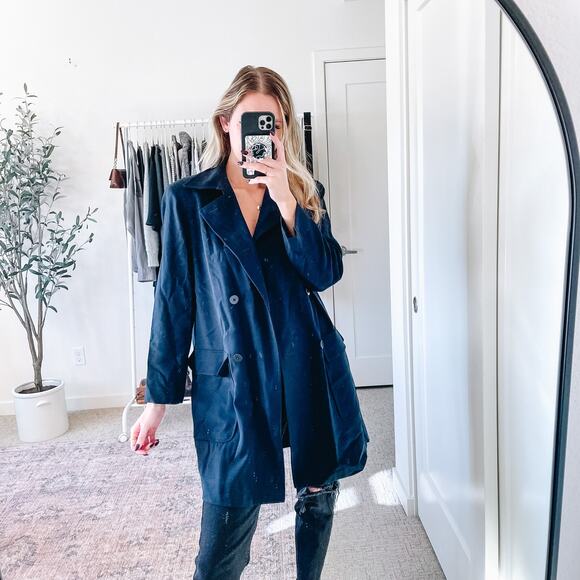 VINTAGE DKNY Navy Blue Double Breasted Coat - Picture 14 of 14